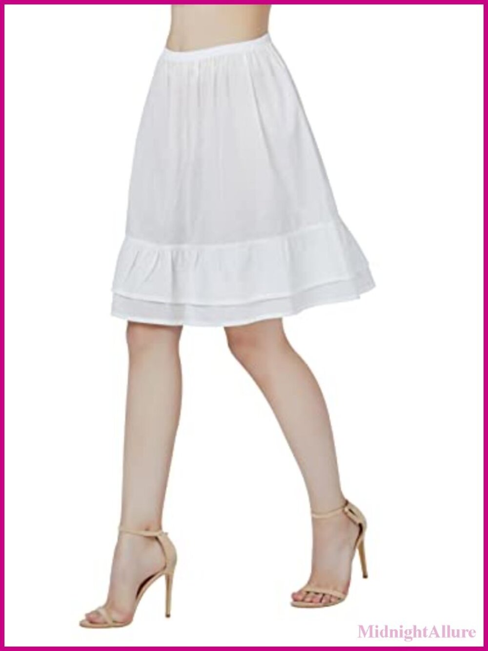 100% Organic Cotton Half Slip Skirt Extender with Elastic Waist & Ruffles